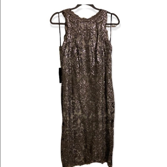 TADASHI SHOJI BERA SEQUIN EMBROIDERED DRESS Size 10 NWT Wedding Cocktail Silver - Picture 8 of 16